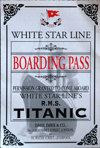 spooky Titanic boarding pass