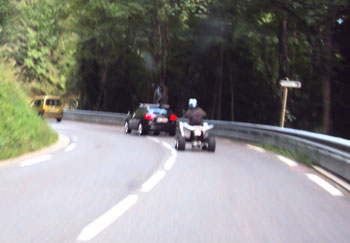 <Tailgating quadbike in the Aravis area of the French Alps>