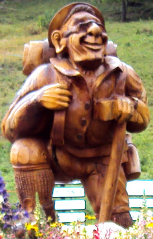 Wood mountaineer close-up on roundabout in Meribel, France