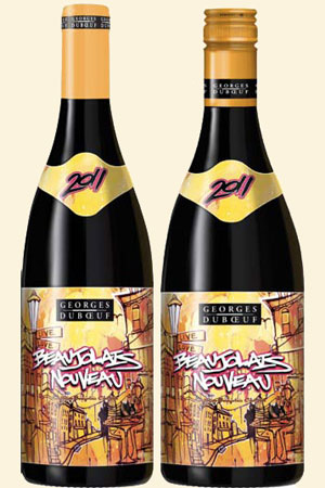 French wine Beaujolais Nouveau 2011 bottles