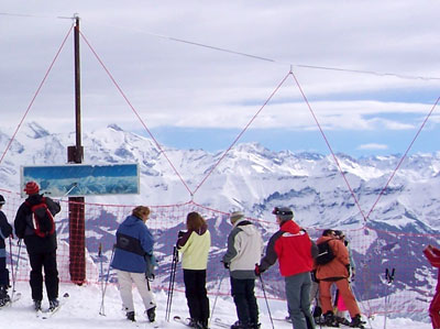 <Photo: safety net at La Balme, La Clusaz in the Aravis mountain range of the French Alps>