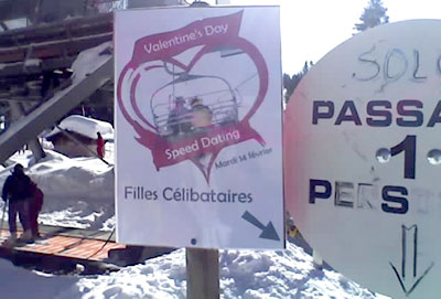 <Picture of speed dating sign at chairlift>