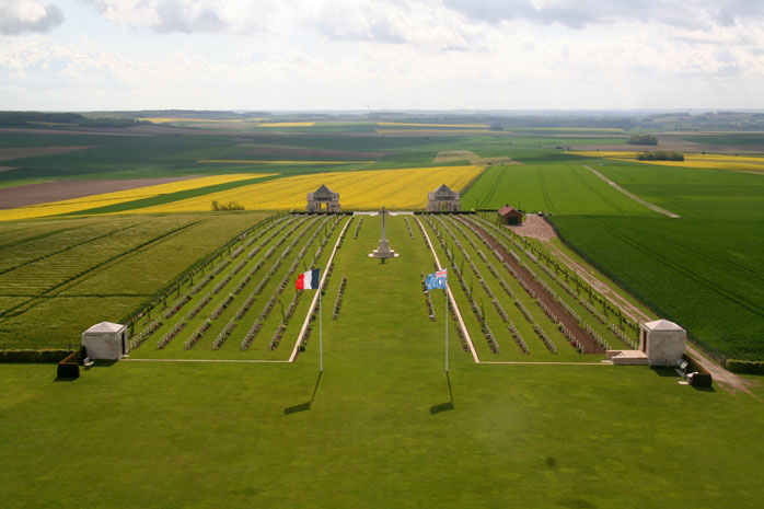 <The Villers-Bretonneux Military Cemetery, in Villers-Bretonneux, France >
