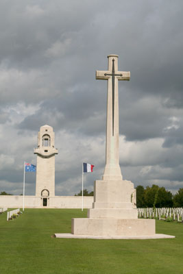 <The Australian National Memorial and Villers-Bretonneux Military Cemetery, in Villers-Bretonneux, France >