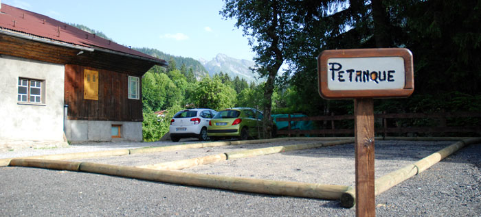 <New petanque playing field in St Jean de Sixt, France>