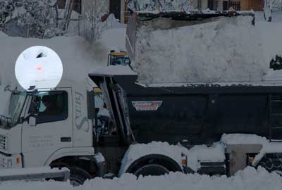 <Photo of the truck taking snow away in Saint Jean de Sixt, France>