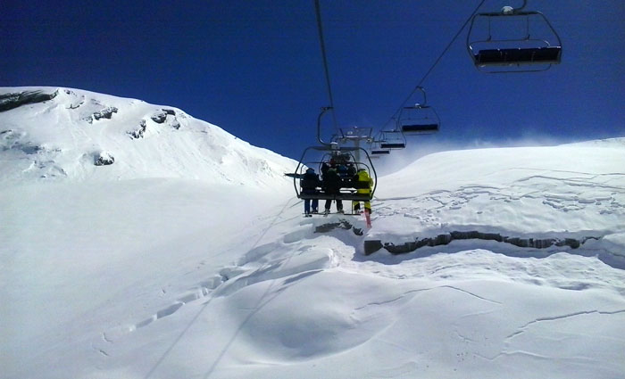 &lt;Photo of the chairlift at La Balme and the untracked snow in La Clusaz at the end of the 2013 ski season &gt;