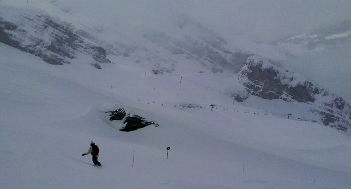 &lt;Photo of powdery La Balme in La Clusaz at the end of the 2013 ski season &gt;