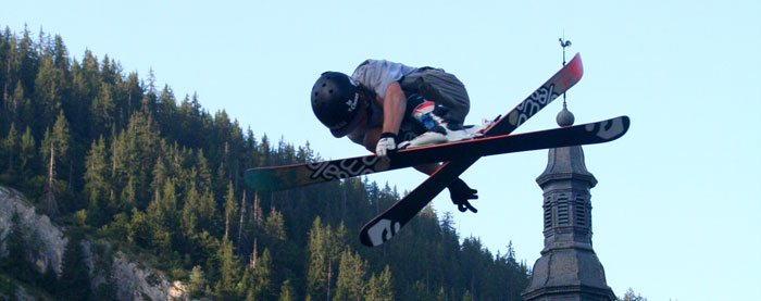 <Photo of a freestyle jumper in La Clusaz, summer 2013>