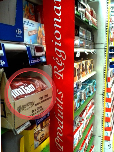 Photo of Tim Tams on the French regional products shelf