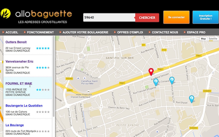 Allo Baguette website for online bread orders