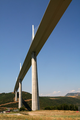 Closeup of Millau Bridge in France. Copyright Wendy Hollands/Le Franco Phoney, based in La Clusaz, France.