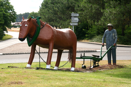Horse manequin on roundabout in France